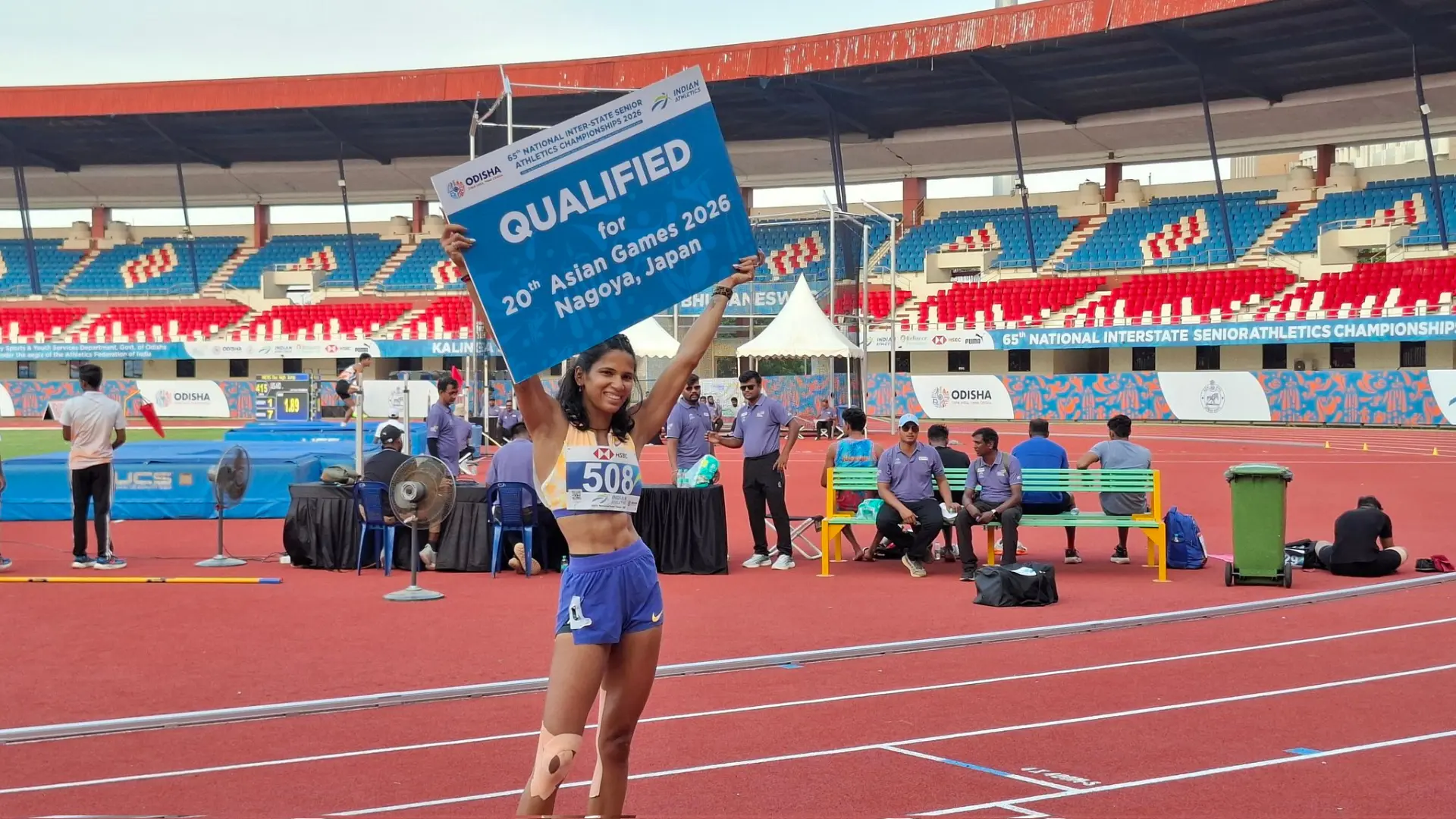 Jyothi Yarraji competing in the 100m hurdles final at the 2026 Asian Athletics Championships