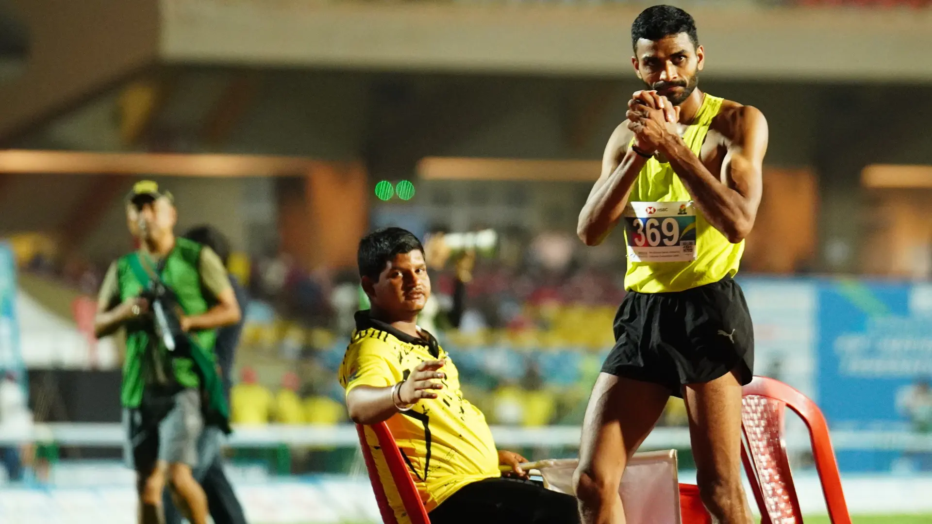 Sarvesh Kushare competing in men's high jump for India