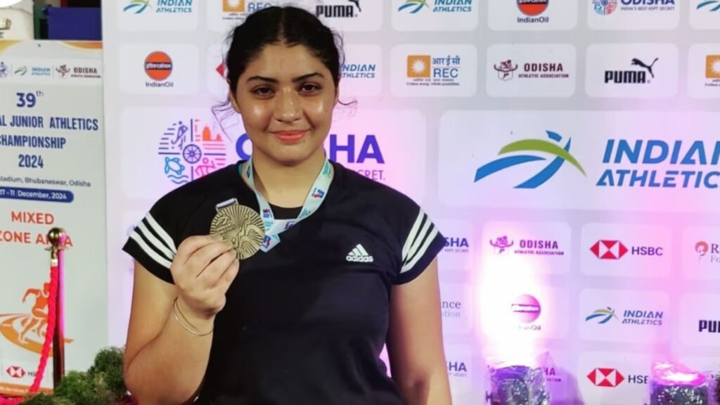 Amanat Kamboj winning women’s discus throw gold at the U20 Asian Athletics Championships 2026