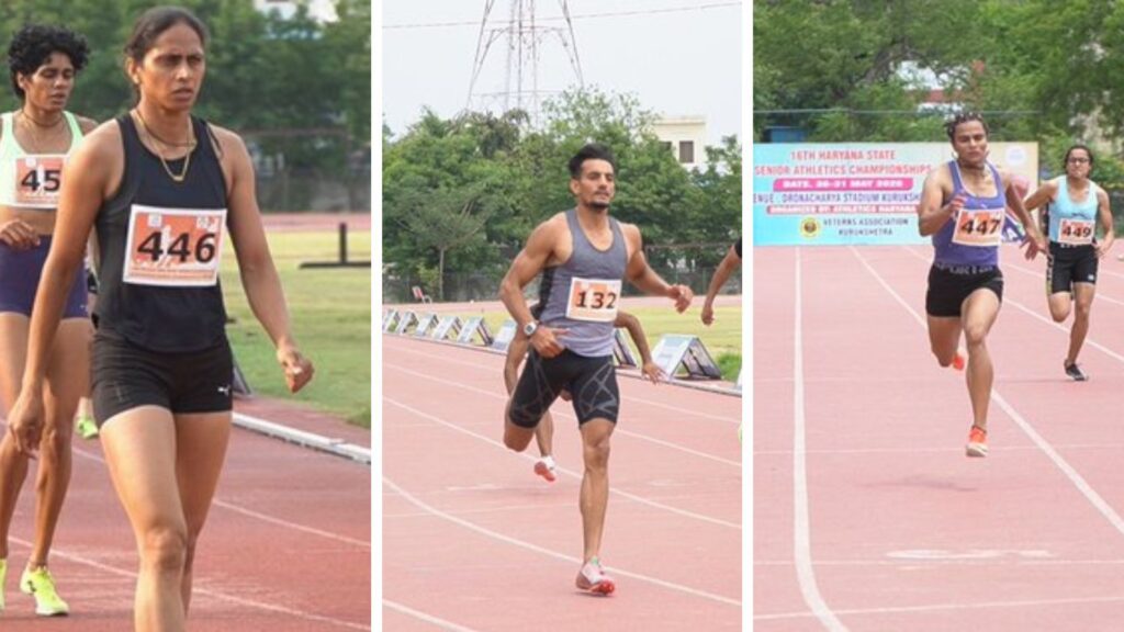 Officials and athletes at the Haryana State Senior Athletics Championships in Kurukshetra highlighting grassroots athletics challenges