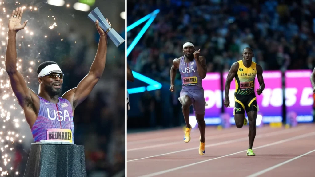 Kenny Bednarek wins the men’s 100m final in Budapest