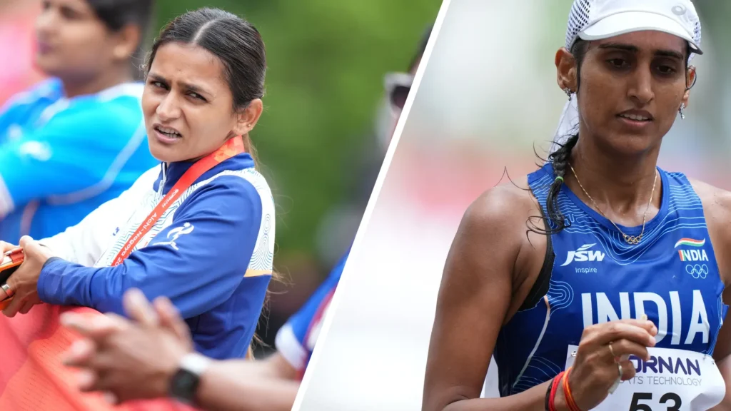Manju Rani competes in the women's marathon race walk at the 2026 Asian Games