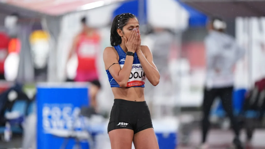 Pooja wins bronze in the women's high jump at Asian Games 2026