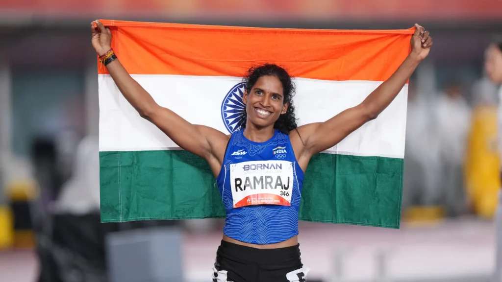 Vithya Ramraj wins bronze and breaks the national record in the women's 400m hurdles at Asian Games 2026