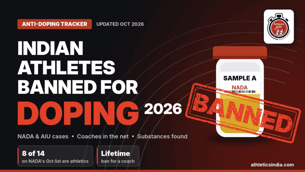 Indian athletes banned for doping in 2026, NADA and AIU cases